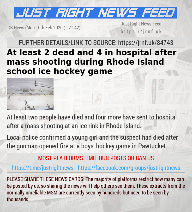 At least 2 dead and 4 in hospital after mass shooting during Rhode Island school ice hockey game