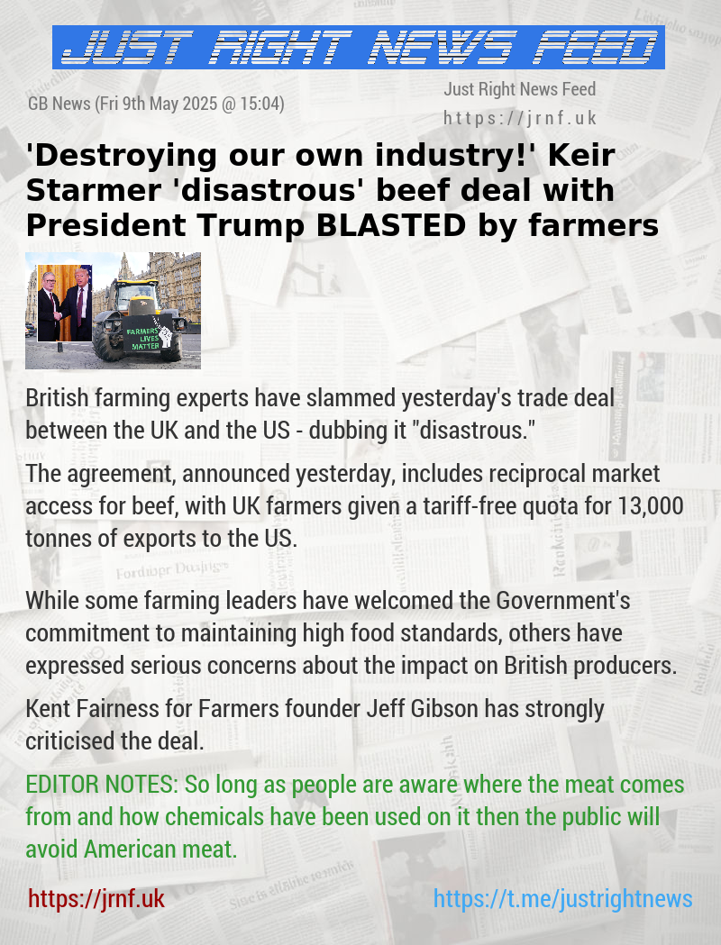 ’Destroying our own industry!’ Keir Starmer ’disastrous’ beef deal with President Trump BLASTED by farmers