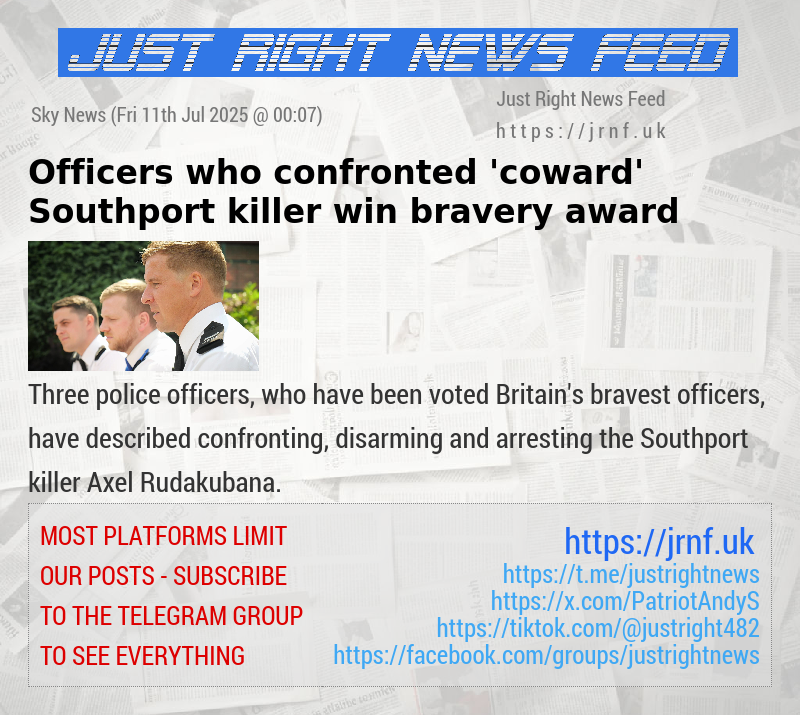 Officers who confronted ’coward’ Southport killer win bravery award