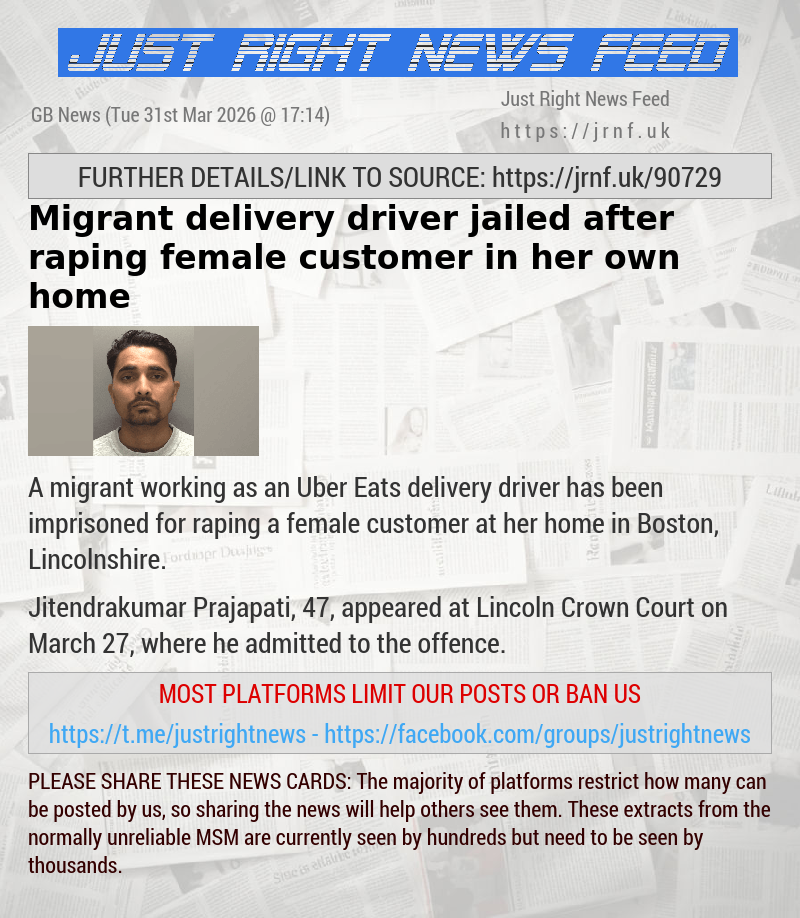 Migrant delivery driver jailed after raping female customer in her own home