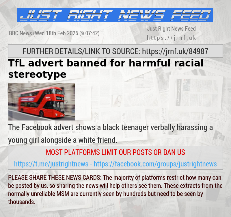 TfL advert banned for harmful racial stereotype