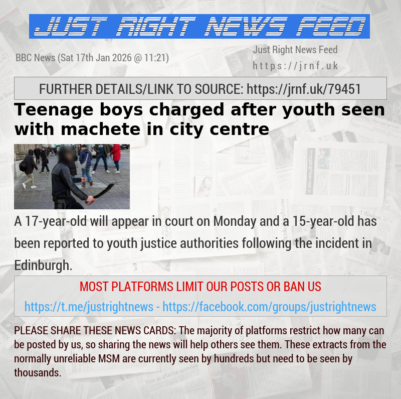 Teenage boys charged after youth seen with machete in city centre