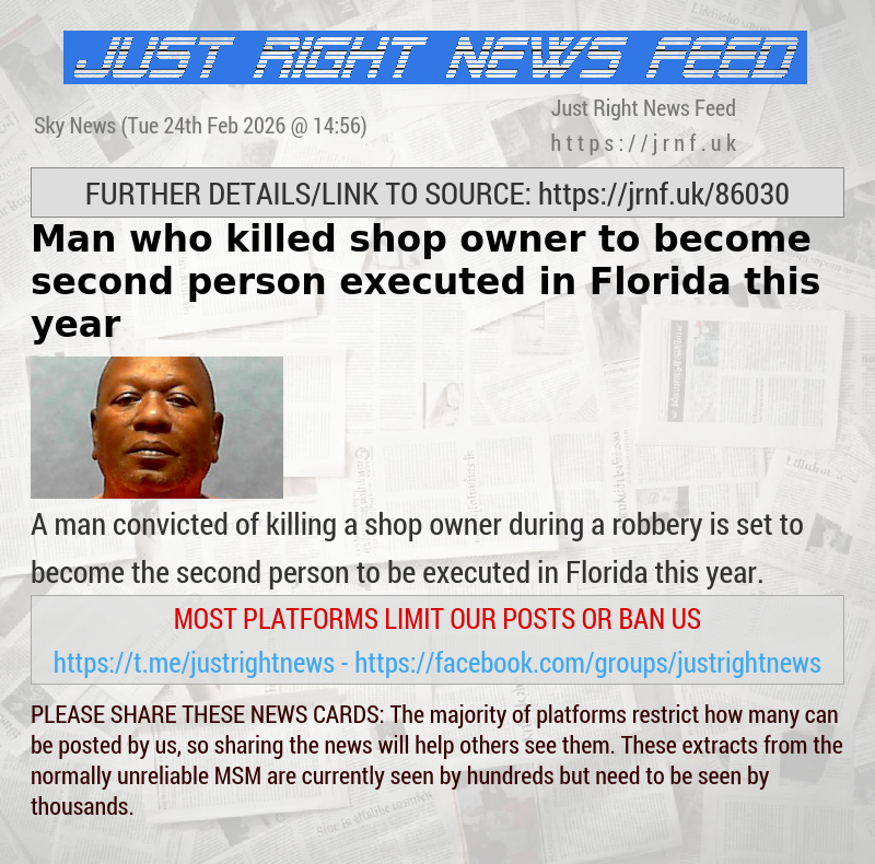Man who killed shop owner to become second person executed in Florida this year