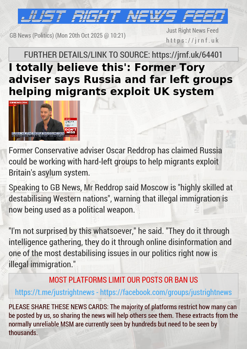 ‘I totally believe this’: Former Tory adviser says Russia and far—left groups helping migrants exploit UK system