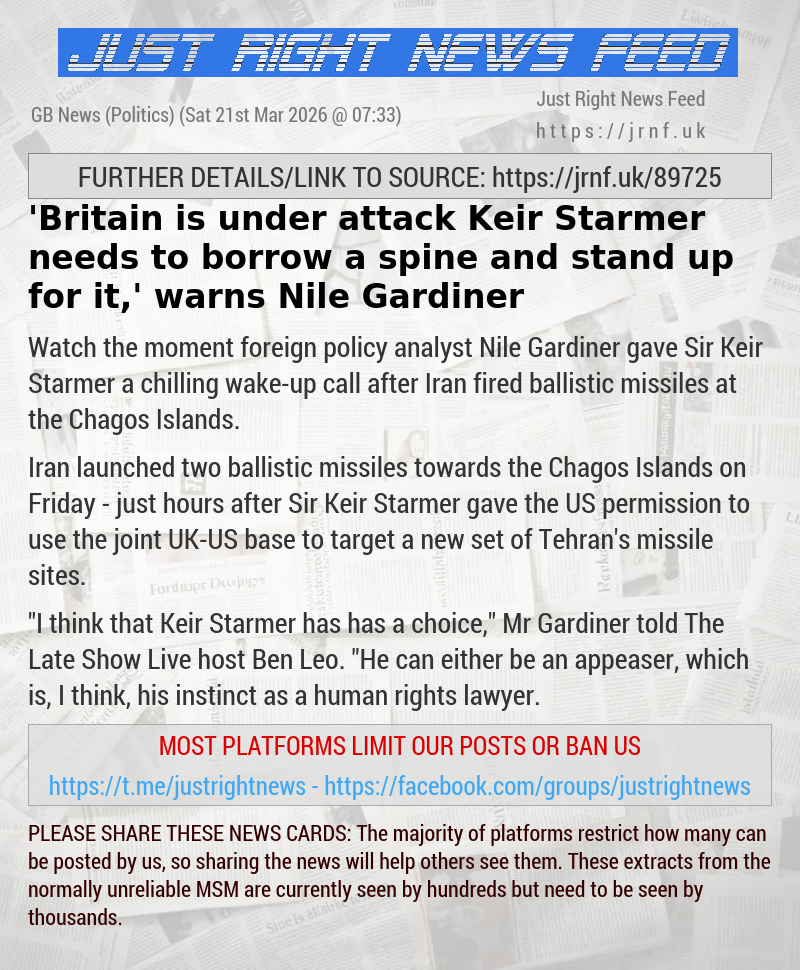 ’Britain is under attack — Keir Starmer needs to borrow a spine and stand up for it,’ warns Nile Gardiner