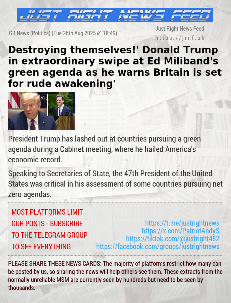 ‘Destroying themselves!’ Donald Trump in extraordinary swipe at Ed Miliband’s green agenda as he warns Britain is set for ‘rude awakening’