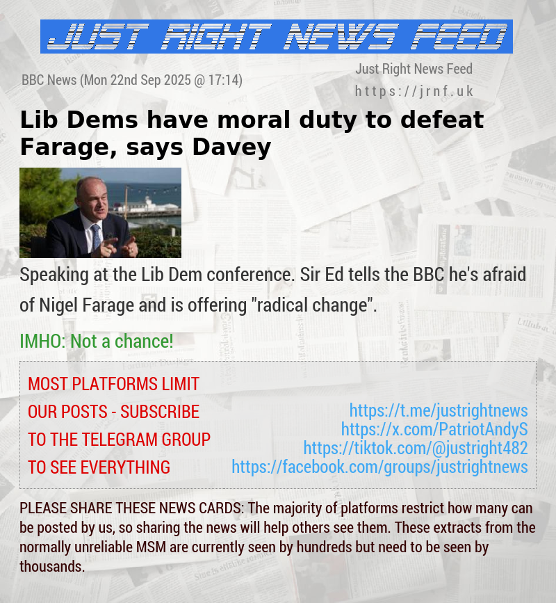 Lib Dems have moral duty to defeat Farage, says Davey
