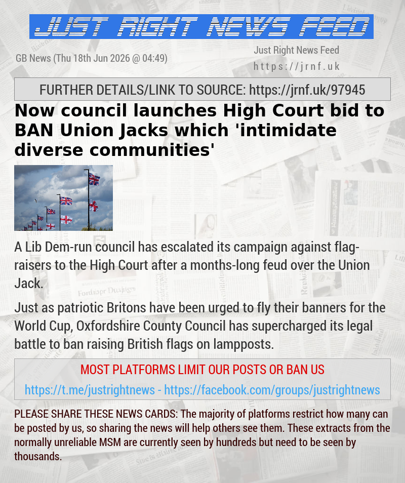 Now council launches High Court bid to BAN Union Jacks which ’intimidate diverse communities’