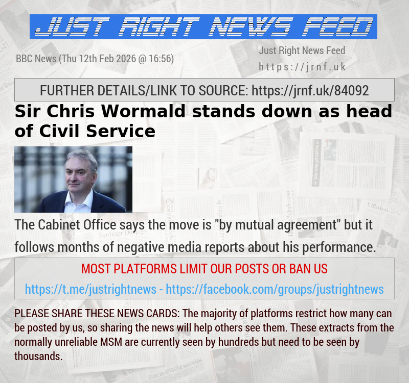 Sir Chris Wormald stands down as head of Civil Service