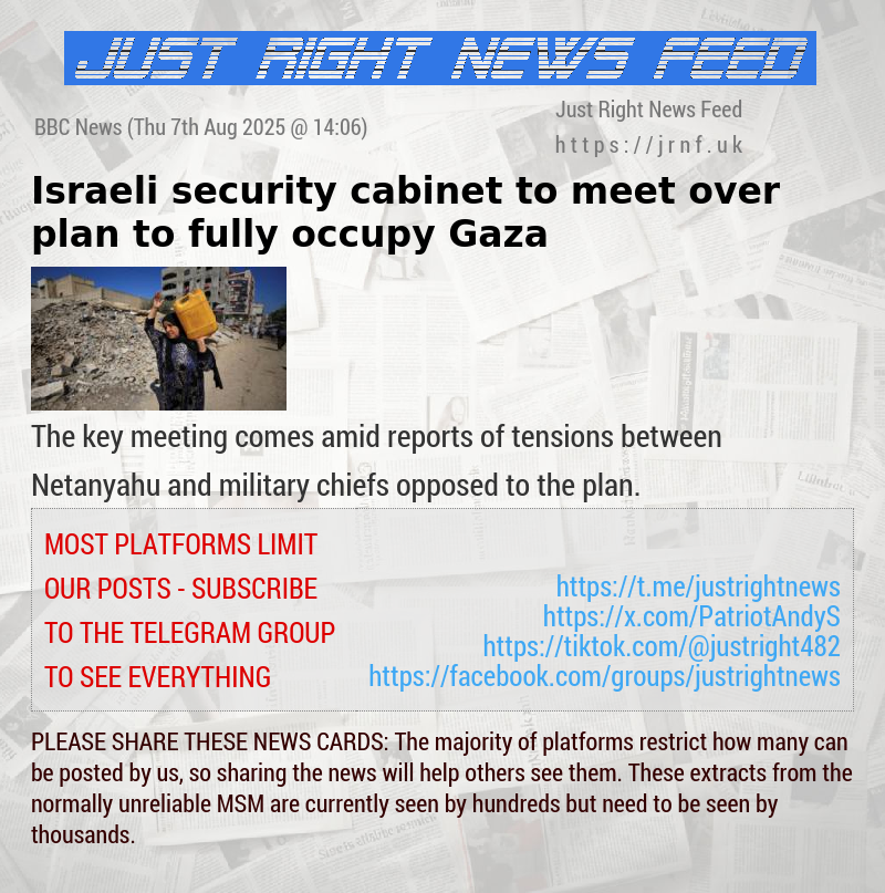 Israeli security cabinet to meet over plan to fully occupy Gaza