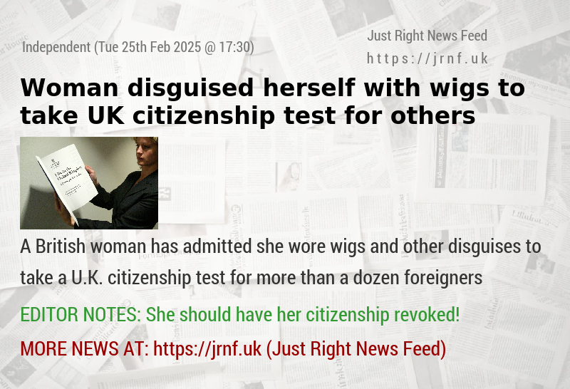 Woman disguised herself with wigs to take UK citizenship test for others