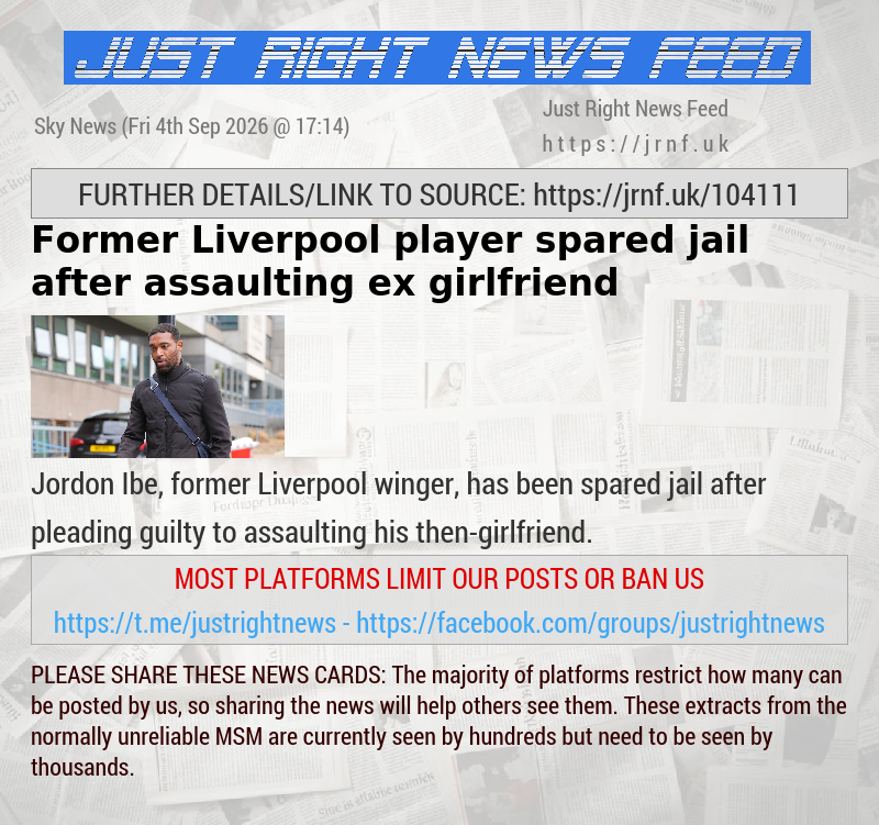 Former Liverpool player spared jail after assaulting ex—girlfriend