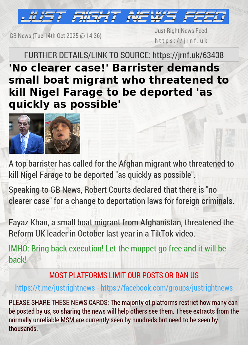 ’No clearer case!’ Barrister demands small boat migrant who threatened to kill Nigel Farage to be deported ’as quickly as possible’