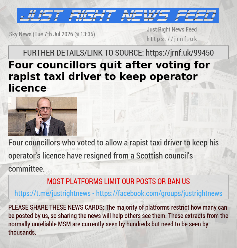 Four councillors quit after voting for rapist taxi driver to keep operator licence