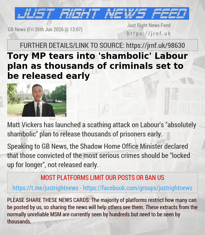 Tory MP tears into ’shambolic’ Labour plan as thousands of criminals set to be released early