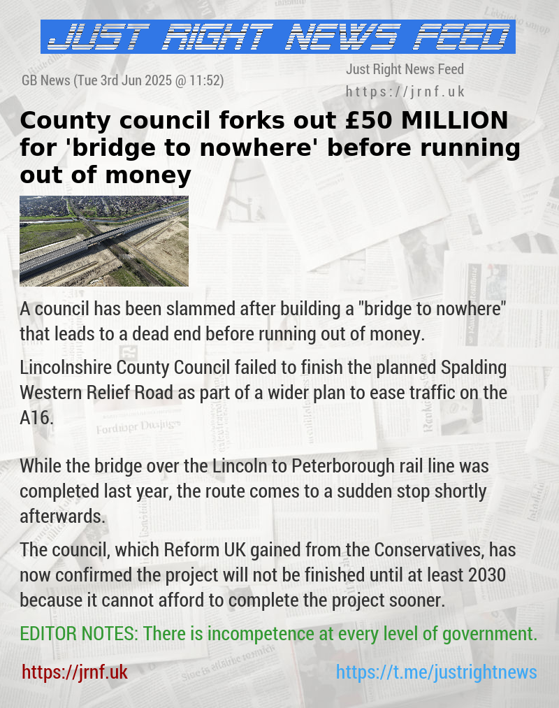 County council forks out £50 MILLION for ’bridge to nowhere’ before running out of money