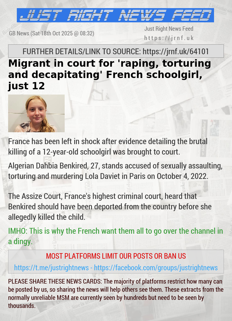 Migrant in court for ’raping, torturing and decapitating’ French schoolgirl, just 12