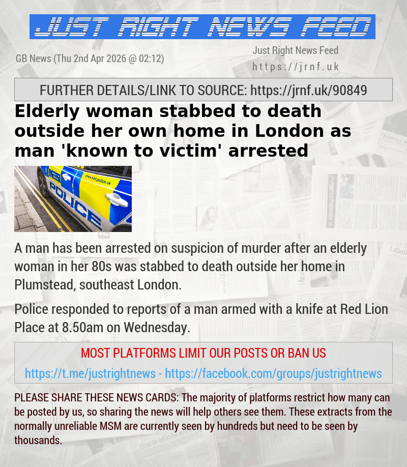 Elderly woman stabbed to death outside her own home in London as man ’known to victim’ arrested
