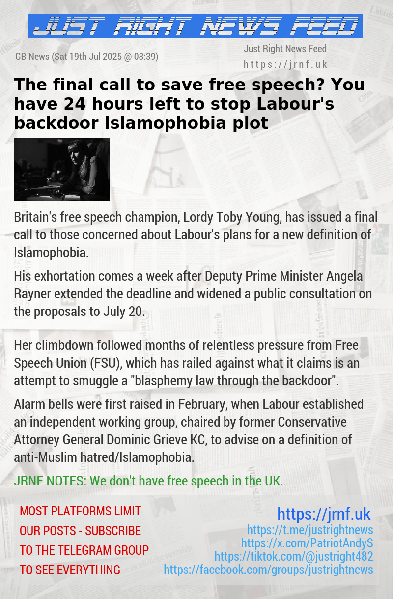 The final call to save free speech? You have 24 hours left to stop Labour’s backdoor Islamophobia plot