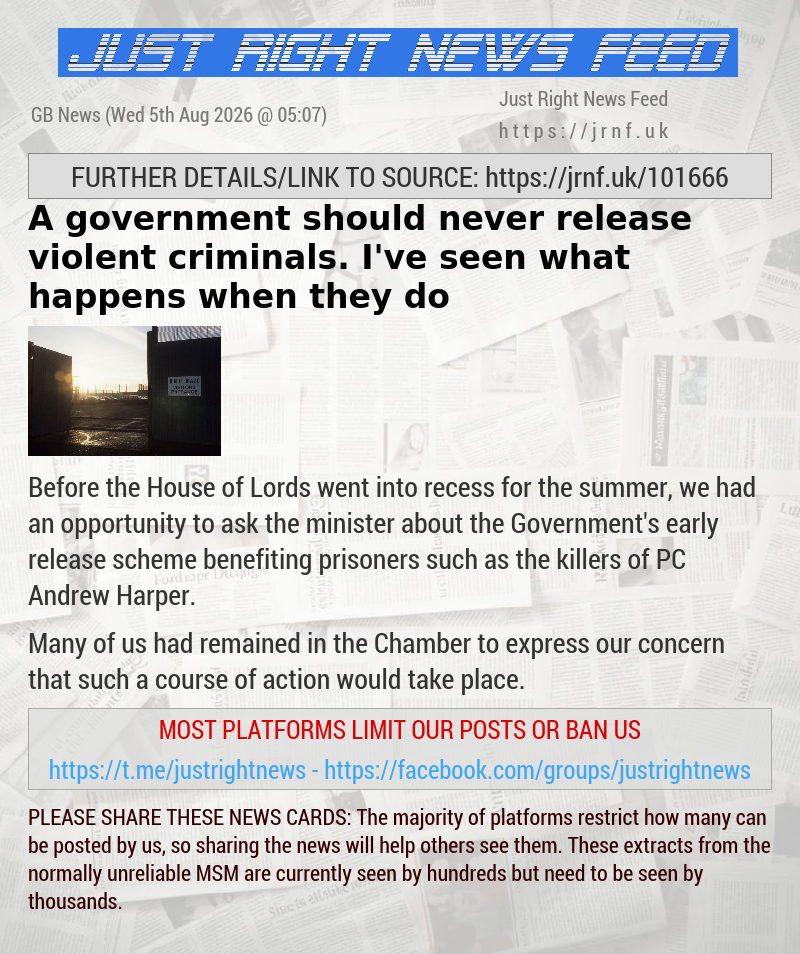 A government should never release violent criminals. I’ve seen what happens when they do