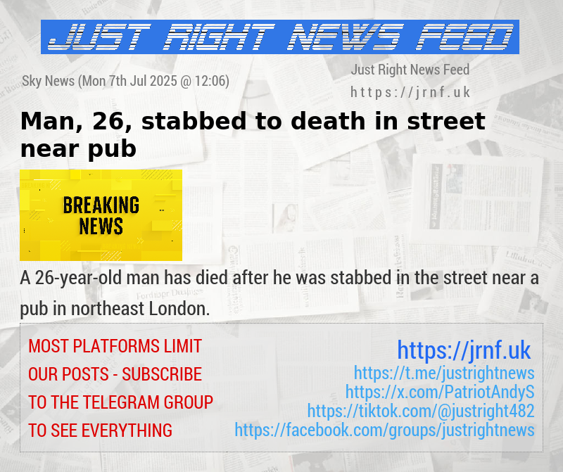 Man, 26, stabbed to death in street near pub