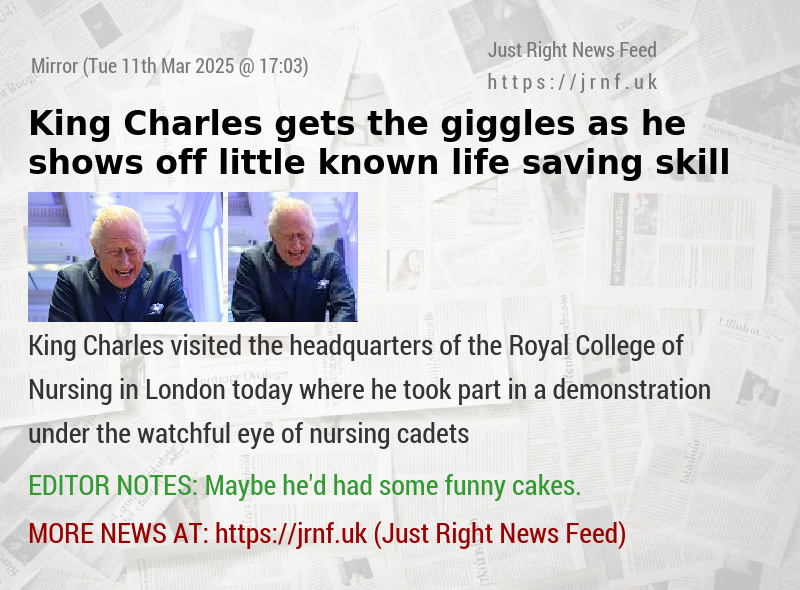 King Charles gets the giggles as he shows off little—known life—saving skill