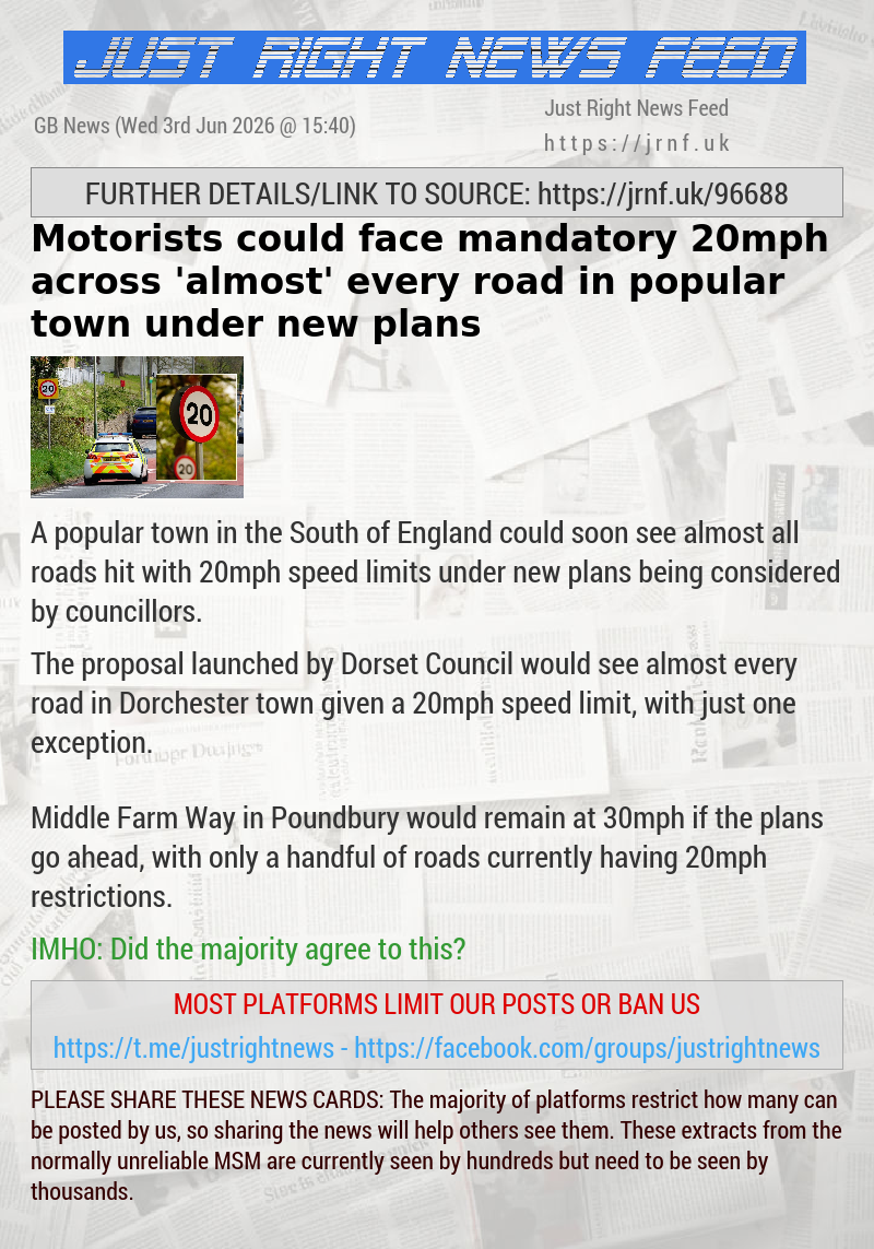Motorists could face mandatory 20mph across ’almost’ every road in popular town under new plans