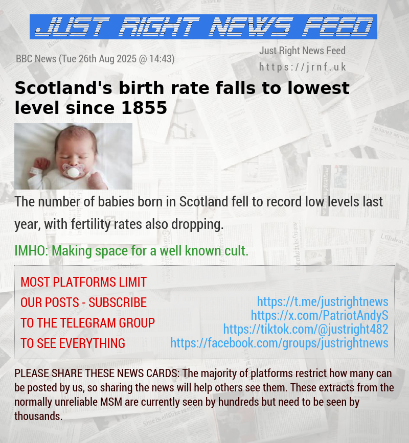 Scotland’s birth rate falls to lowest level since 1855