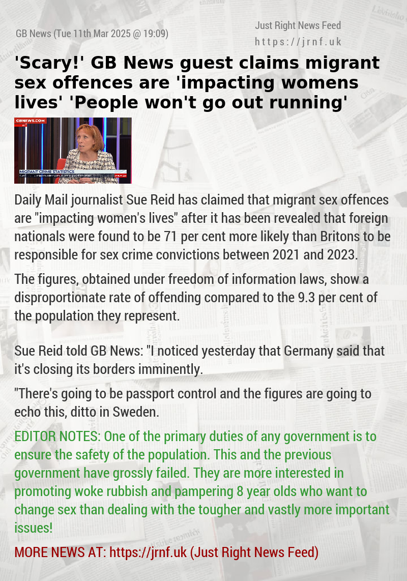 ’Scary!’ GB News guest claims migrant sex offences are ’impacting womens lives’ — ’People won’t go out running’