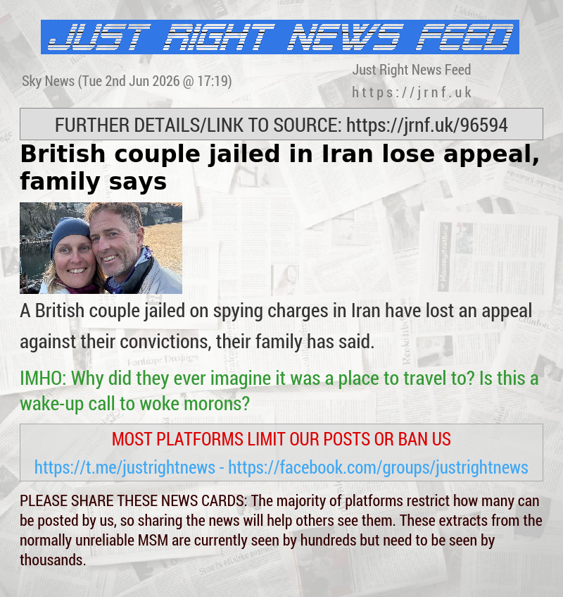 British couple jailed in Iran lose appeal, family says