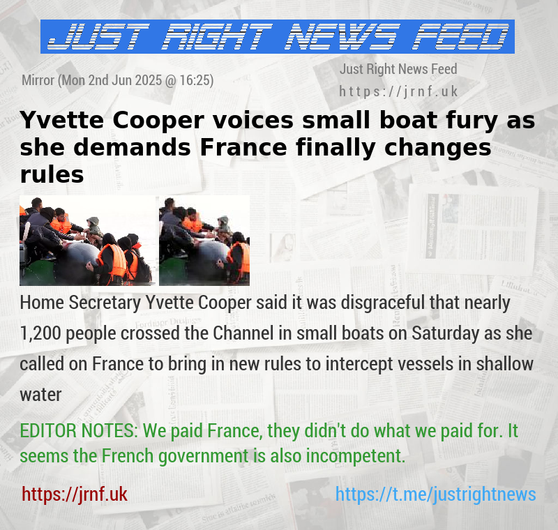 Yvette Cooper voices small boat fury as she demands France finally changes rules