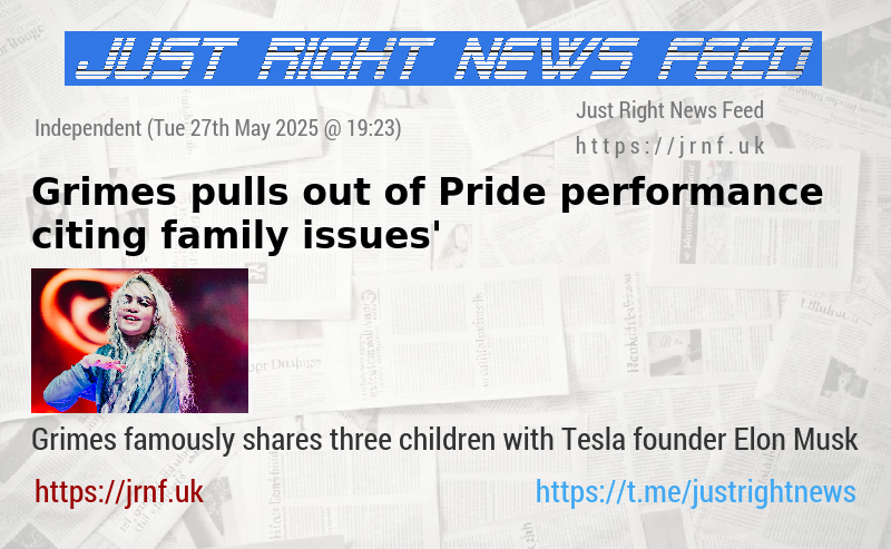 Grimes pulls out of Pride performance citing ‘family issues’