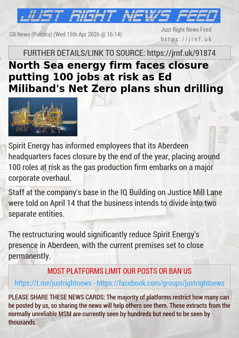 North Sea energy firm faces closure putting 100 jobs at risk as Ed Miliband’s Net Zero plans shun drilling
