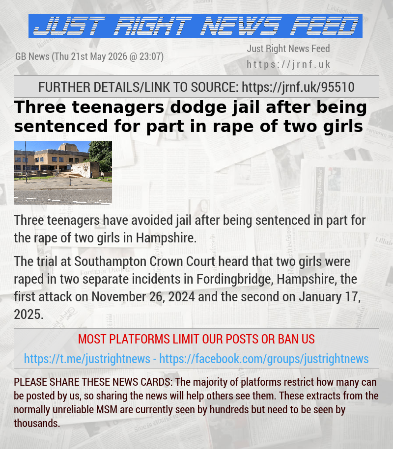 Three teenagers dodge jail after being sentenced for part in rape of two girls