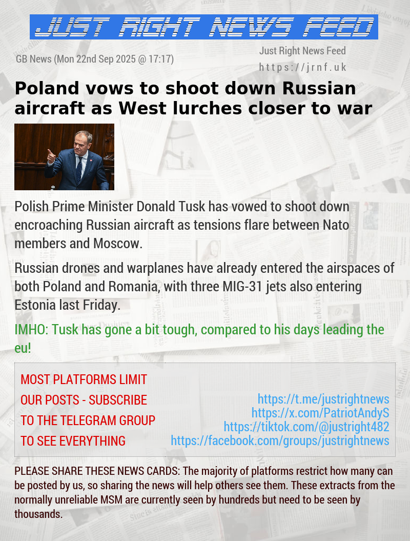 Poland vows to shoot down Russian aircraft as West lurches closer to war