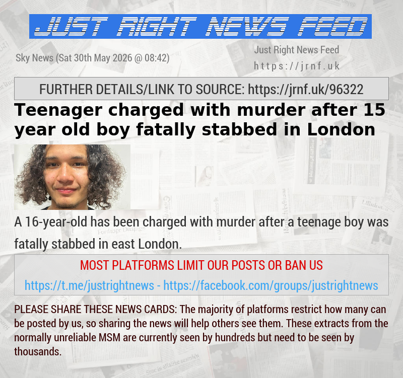 Teenager charged with murder after 15—year—old boy fatally stabbed in London