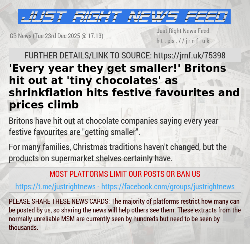 ’Every year they get smaller!’ Britons hit out at ’tiny chocolates’ as shrinkflation hits festive favourites and prices climb