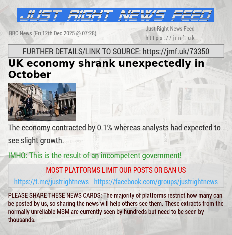 UK economy shrank unexpectedly in October