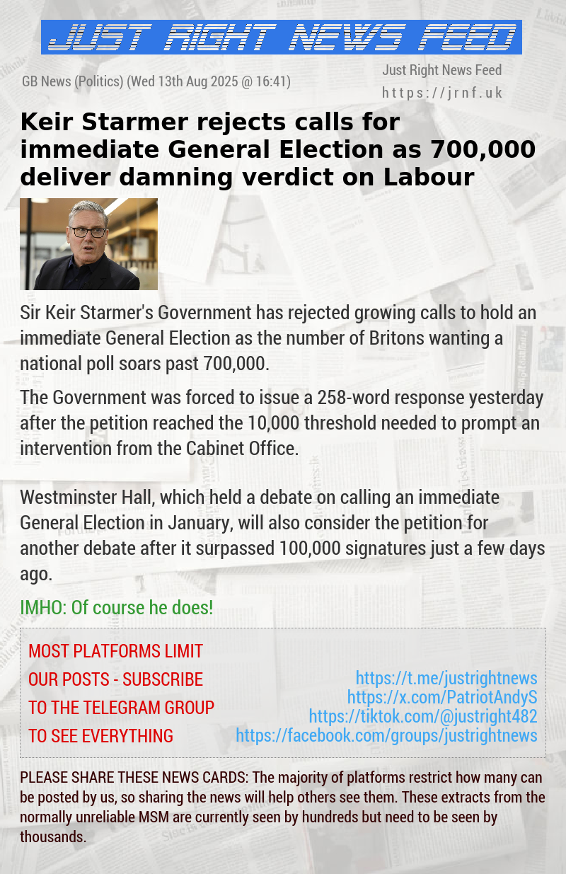 Keir Starmer rejects calls for immediate General Election as 700,000 deliver damning verdict on Labour