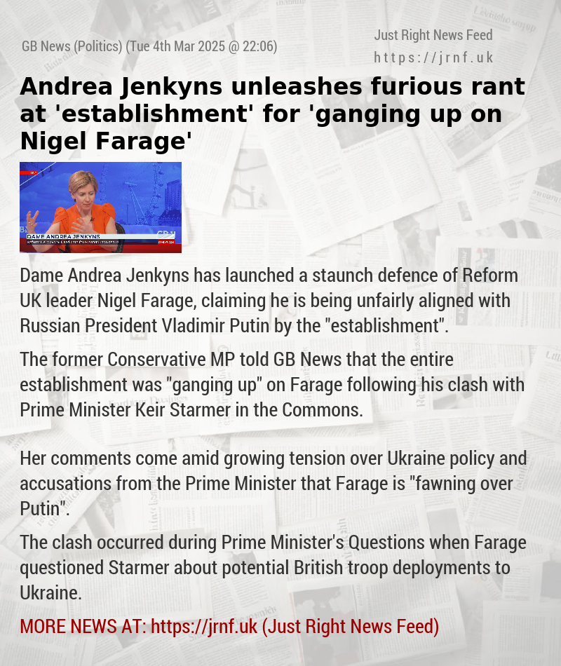 Andrea Jenkyns unleashes furious rant at ’establishment’ for ’ganging up on Nigel Farage’