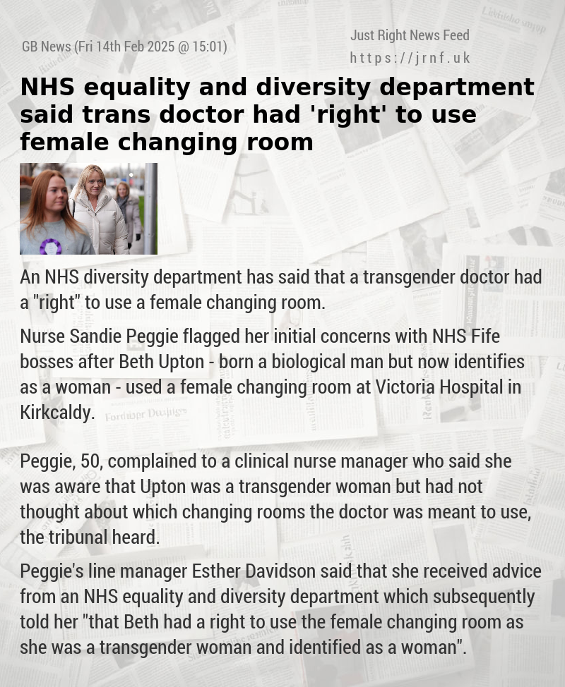 NHS equality and diversity department said trans doctor had ’right’ to use female changing room