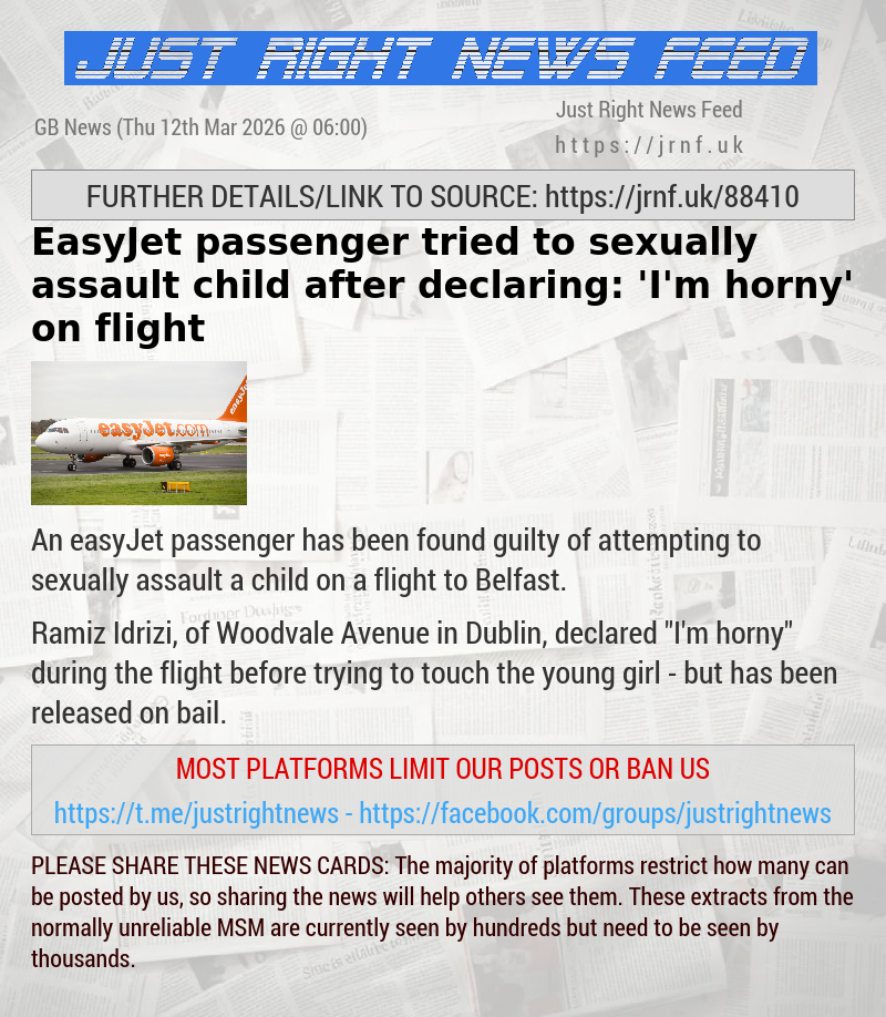 EasyJet passenger tried to sexually assault child after declaring: ’I’m horny’ on flight