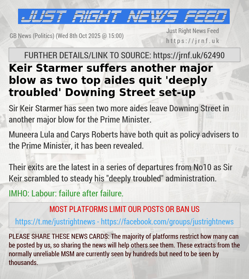 Keir Starmer suffers another major blow as two top aides quit ’deeply troubled’ Downing Street set—up