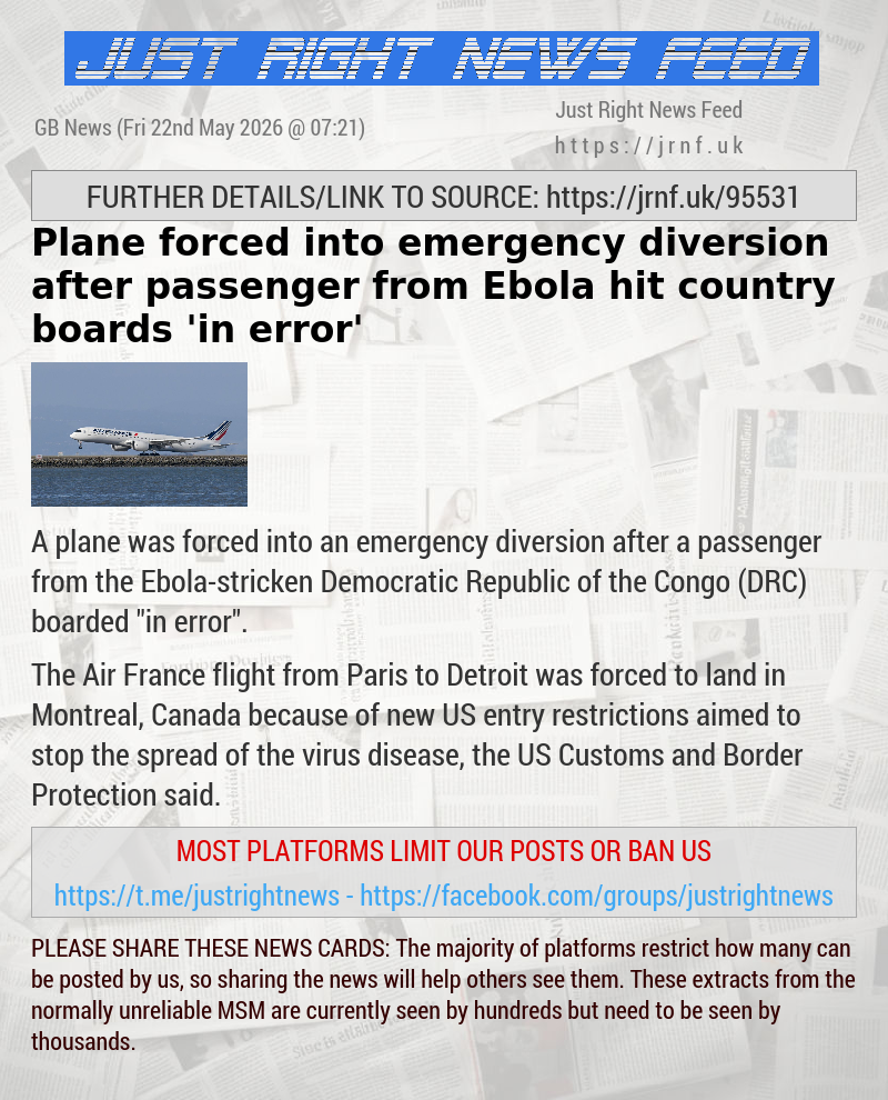 Plane forced into emergency diversion after passenger from Ebola—hit country boards ’in error’