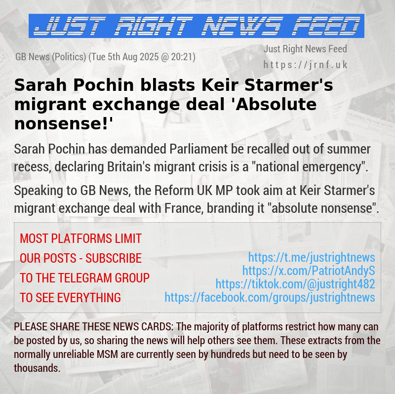 Sarah Pochin blasts Keir Starmer’s migrant exchange deal — ’Absolute nonsense!’