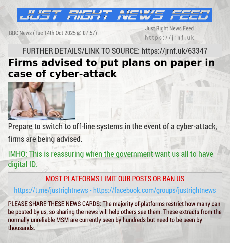 Firms advised to put plans on paper in case of cyber—attack