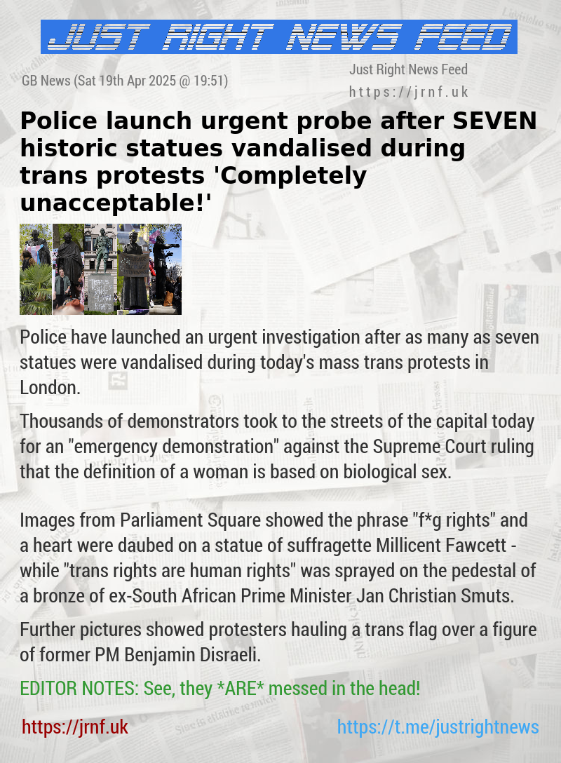 Police launch urgent probe after SEVEN historic statues vandalised during trans protests — ’Completely unacceptable!’