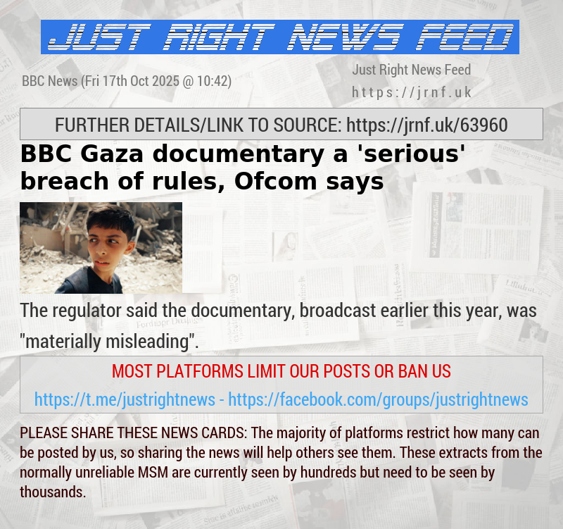 BBC Gaza documentary a ’serious’ breach of rules, Ofcom says