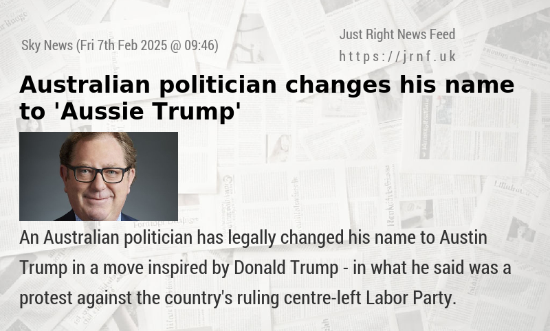 Australian politician changes his name to ’Aussie Trump’