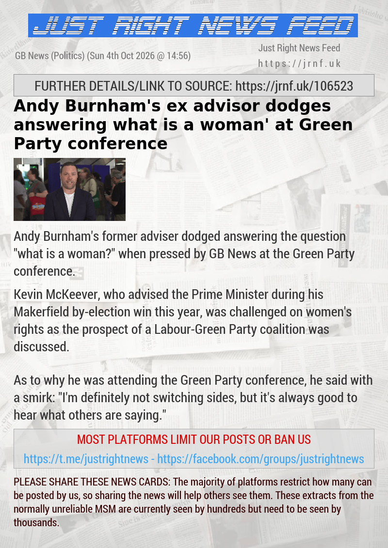 Andy Burnham’s ex—advisor dodges answering ‘what is a woman’ at Green Party conference